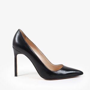 Manolo Blahnik Pointed Toe Black Leather Pumps